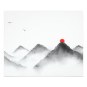 Misty Mountain Sunrise Art - Zen Landschaft Princi Fotodruck (Vorne)