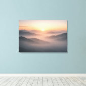 Misty Mountain Sunrise Landscape Canvas Print Leinwanddruck (Insitu (Holzboden))