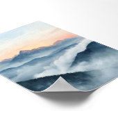 Misty Mountain Sunrise Watercolor Poster (Ecke)
