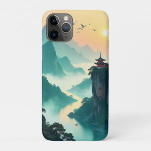 Misty Mountain Temple Landschaft - Serene Asian Na Case-Mate iPhone Hülle