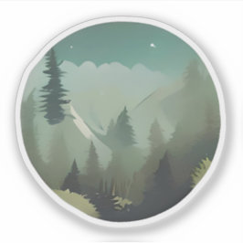 Misty Mountain Valley: Eine ruhige Wildnis-Flucht Aufkleber