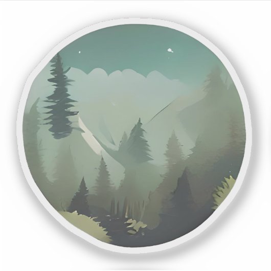 Misty Mountain Valley: Eine ruhige Wildnis-Flucht Aufkleber (Vorderseite)