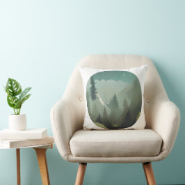 Misty Mountain Valley: Eine ruhige Wildnis-Flucht Kissen