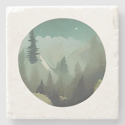 Misty Mountain Valley: Eine ruhige Wildnis-Flucht Steinuntersetzer (Vorderseite)