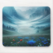Misty Mountain Valley mit Wildblumen Mousepad (Vorne)