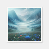 Misty Mountain Valley mit Wildblumen Serviette (Vorderseite)