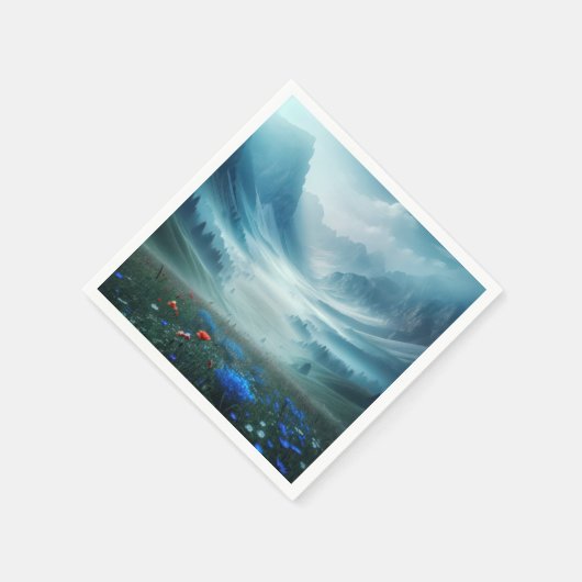 Misty Mountain Valley mit Wildblumen Serviette (Ecke)