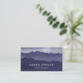 Misty Mountain Watercolor Blue Business Card Visitenkarte (Stehend Vorderseite)