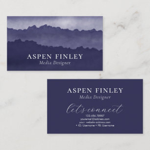 Misty Mountain Watercolor Blue Business Card Visitenkarte
