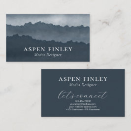 Misty Mountain Watercolor Blue-Gray Business Card Visitenkarte