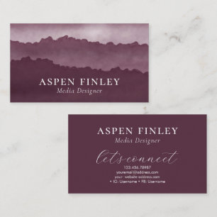Misty Mountain Watercolor Dark Red Business Card Visitenkarte