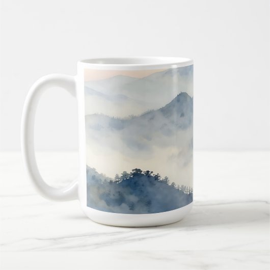 Misty Mountain Watercolor Landscape Kaffeetasse (Links)