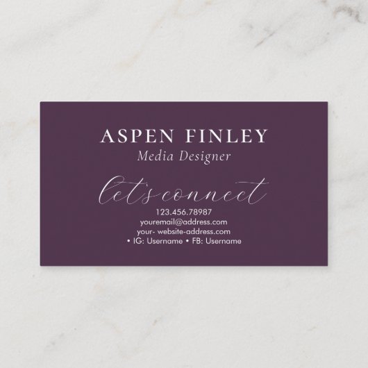 Misty Mountain Watercolor Lila Visitenkarte (Rückseite)