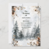 Misty Mountain Watercolor Winterwald Hochzeit Einladung (Vorderseite)