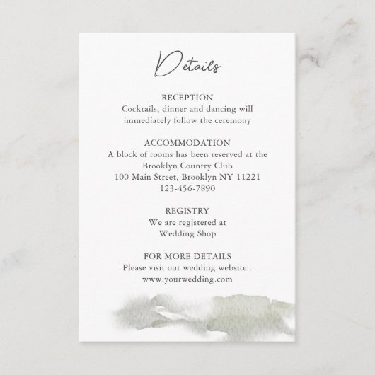 Misty Mountain Wedding Details Begleitkarte (Vorderseite)