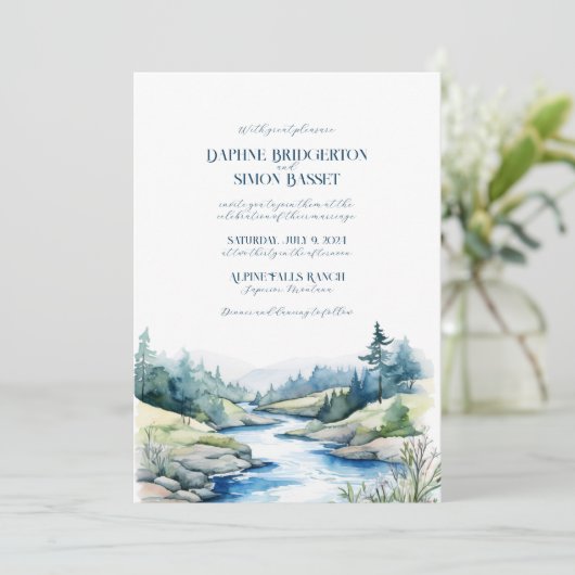 Misty Mountain Wedding Einladung (Stehend Vorderseite)