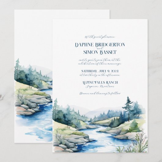 Misty Mountain Wedding Einladung (Vorne/Hinten)