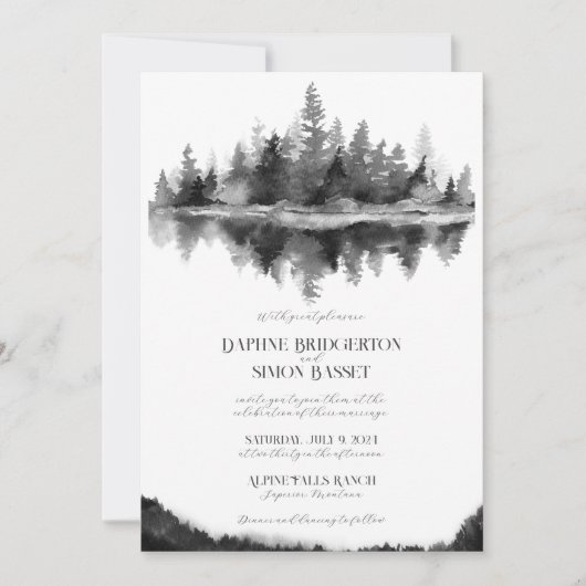 Misty Mountain Wedding Einladung (Vorderseite)