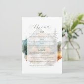 Misty Mountain Wedding Menükarte (Stehend Vorderseite)