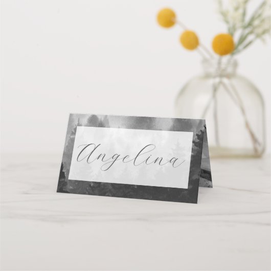 Misty Mountain Wedding Platzkarte (Vorderseite)