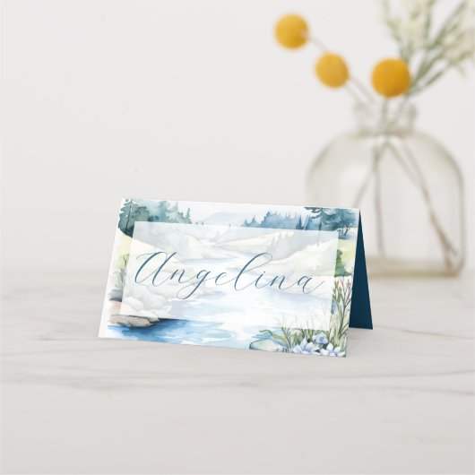 Misty Mountain Wedding Platzkarte (Vorderseite)