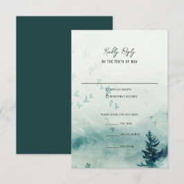 Misty Mountain Wedding Response Card RSVP Karte