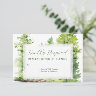 Misty Mountain Wedding RSVP Karte