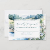 Misty Mountain Wedding RSVP Karte (Vorderseite)