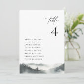 Misty Mountain Wedding Table Cards Einladung (Stehend Vorderseite)