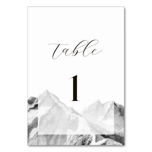 Misty Mountain Wedding Tischnummer (Vorderseite)