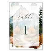 Misty Mountain Wedding Tischnummer (Vorderseite)