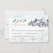 Misty Mountain Winter Forest Wedding RSVP Karte (Vorderseite)