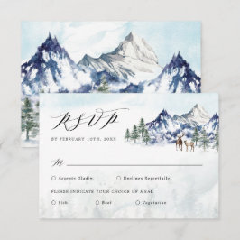 Misty Mountain Winter Forest Wedding RSVP Karte