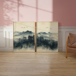 Misty Mountain - Zen Tinte Wash - Wall Art Set