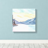 Misty Mountains | Lake Tahoe Watercolor Leinwanddruck (Insitu (Holzboden))