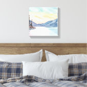 Misty Mountains | Lake Tahoe Watercolor Leinwanddruck (Insitu (Schlafzimmer))