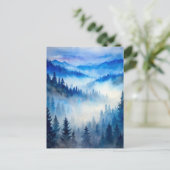 Misty Mountains Moonlight Peaceful Forest Pines  Postkarte (Stehend Vorderseite)