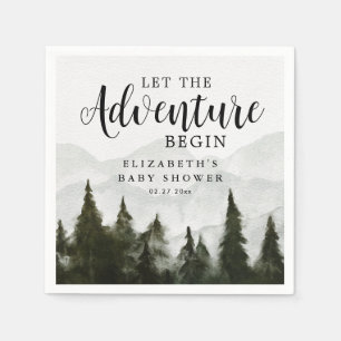 Misty Mountains Pine Forest Adventure Baby Dusche Serviette