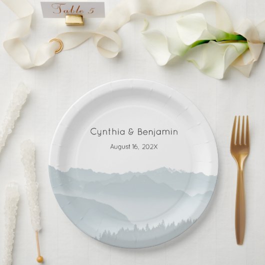 Misty Mountains Range Hochzeit Personalisiert Pappteller (Hochzeit)