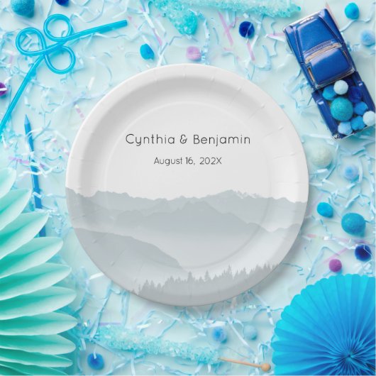 Misty Mountains Range Hochzeit Personalisiert Pappteller (Party)