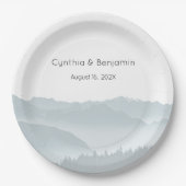 Misty Mountains Range Hochzeit Personalisiert Pappteller (Vorderseite)