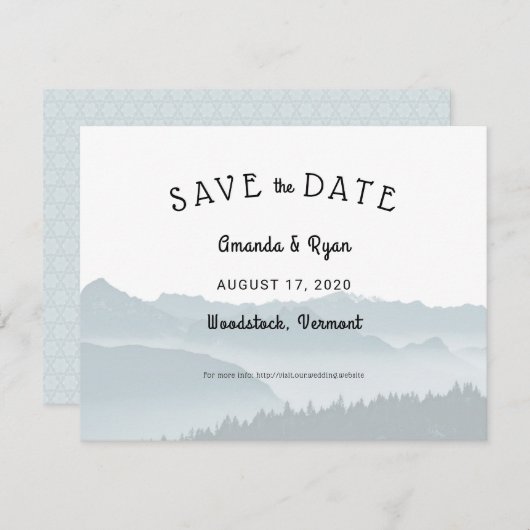 Misty Mountains Save the Date Hochzeit in Urlaubso (Vorne/Hinten)