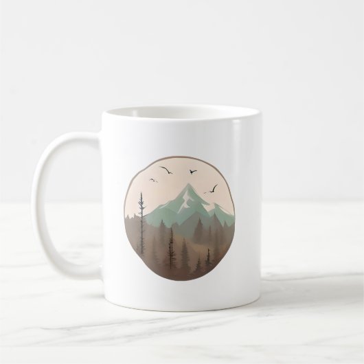 Misty Mountains - Serene Forest Landschaft Kaffeetasse (Links)
