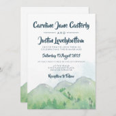 Misty Mountains Wassercolor Wedding Einladung (Vorne/Hinten)