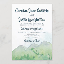 Misty Mountains Wassercolor Wedding Einladung