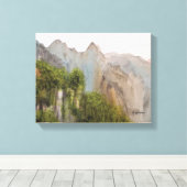 MISTY MOUNTAINS WATERCOLOR CANVAS DRUCKEN LEINWANDDRUCK (Insitu (Holzboden))