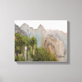 MISTY MOUNTAINS WATERCOLOR CANVAS DRUCKEN LEINWANDDRUCK