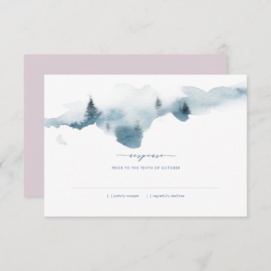 Misty Mountains Wedding RSVP Response Einladung (Vorne/Hinten)