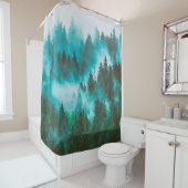 Misty nebelige Berglandschaft mit Tannenwald und Duschvorhang (Beispiel)