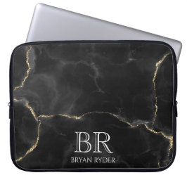 Misty Night Gold Glitzer Marmor benutzerdefinierba Laptopschutzhülle